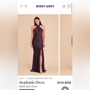 Birdy Grey Formal Dress - Stephanie Dress Matte Satin Plum